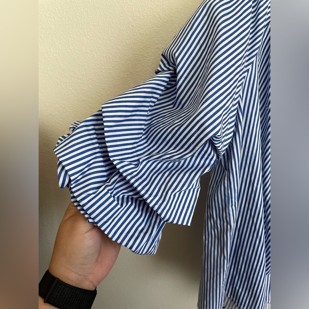 Ambiance Blue and White Striped Blouse - Picture 3 of 8